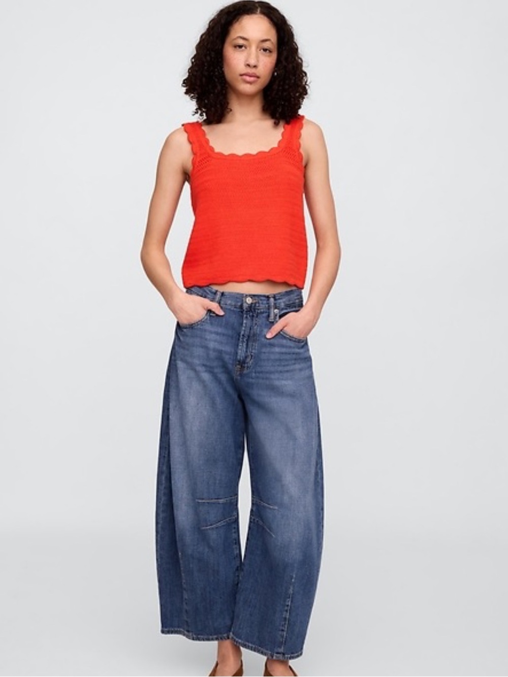 GAP Red Square Neck Sweater Tank L